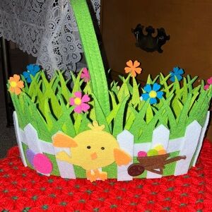 Charming Easter Basket with Chick and Flowers